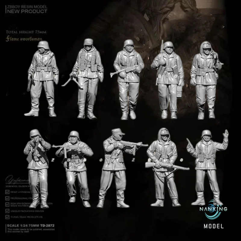 Kit Figuras Soldados Alemanes WWII 1/35 | Resina Sin Pintar Y Montar | 3 Personajes Para Modelismo
