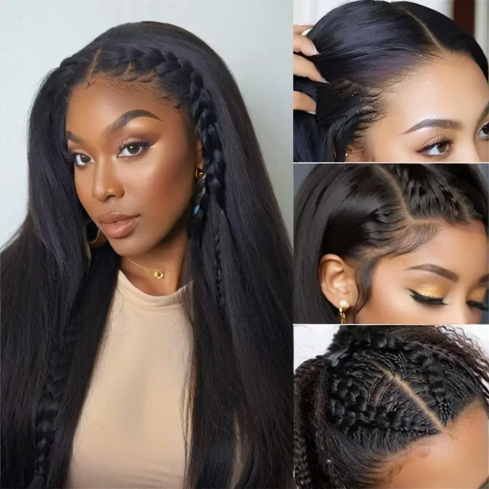 High-quality 10A Brazilian Raw Hair Kinky Straight Closure,13x4 Transparent Lace Frontal Remy Hair Extensions for Women.