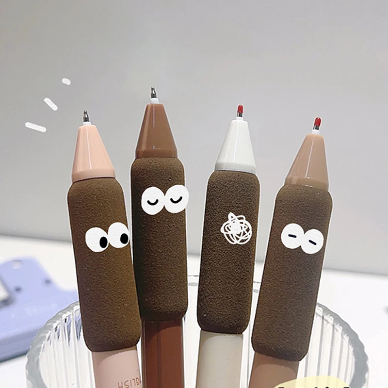 커피 소프트 빵 젤 펜 세트, 사무실 학교 문구 용품, 필기용 블랙 컬러 잉크, 0.5mm, 4 개