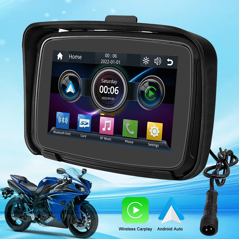 Display Motorbike Carplay 5 Pollici - Impermeabile IP67, Wireless, Per Moto, Con Android Auto