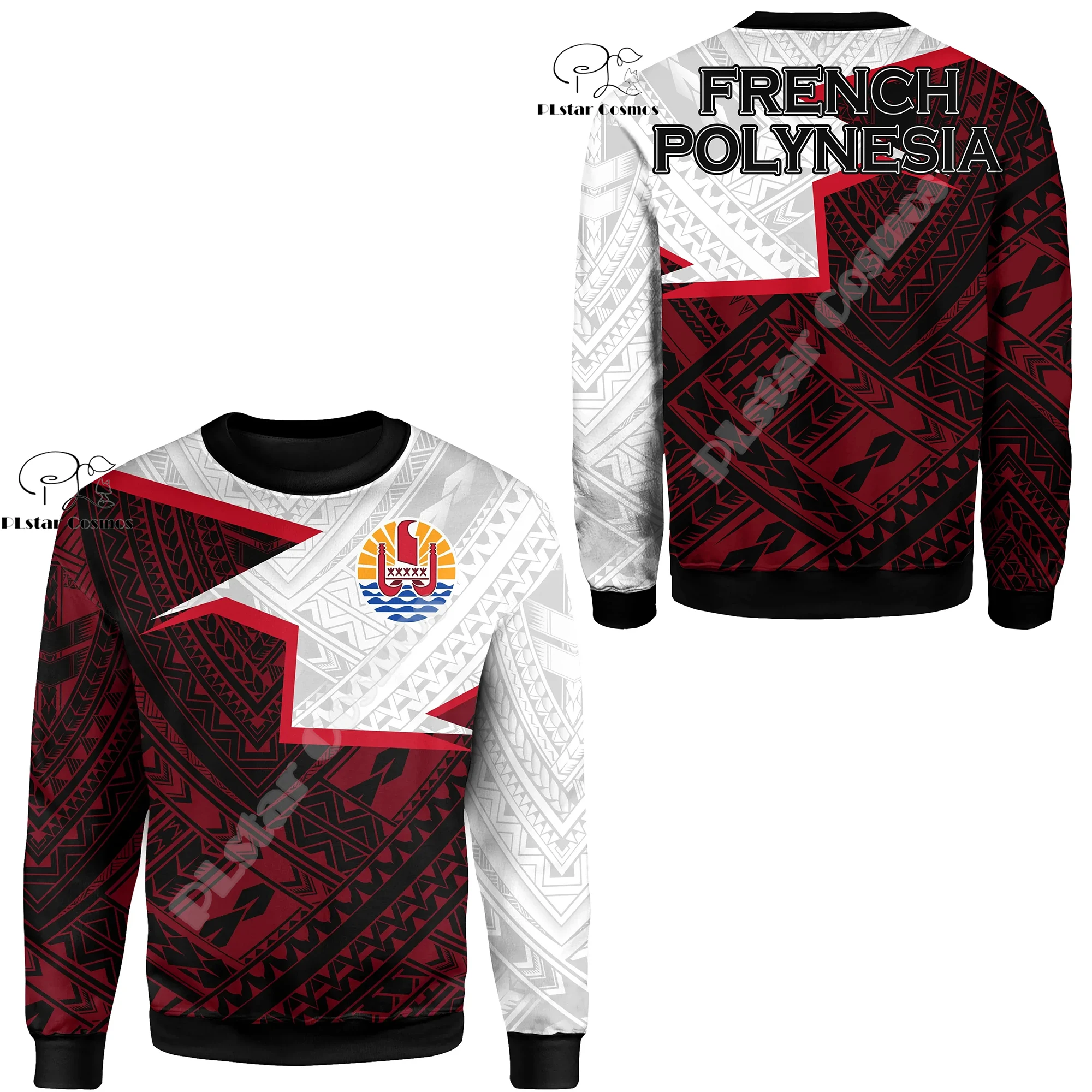 Custom Name French Polynesia Tahiti Country Flag Tribal Hibiscus Tattoo Retro 3DPrint Pullover Harajuku Casual Hoodies Jacket V8