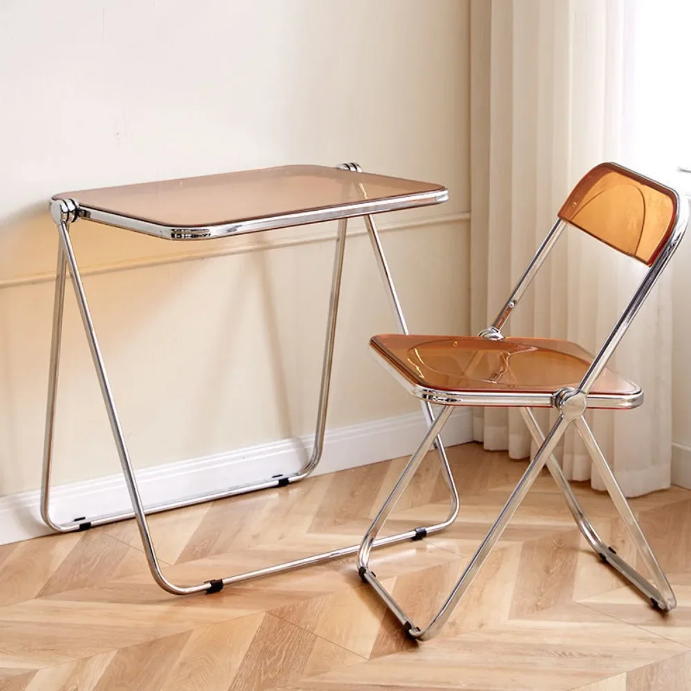 Acrylic Desk Transparent Folding Portable Study Desk for Home Bedroom Multifunctional Practical Sturdy and Stable Office Table