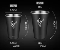 304 Stainless Steel Single Layer Cold Drink Glass Beer Mug Coffee Cup New Portable Mug Suitable for Home Restaurant Bar Party 6