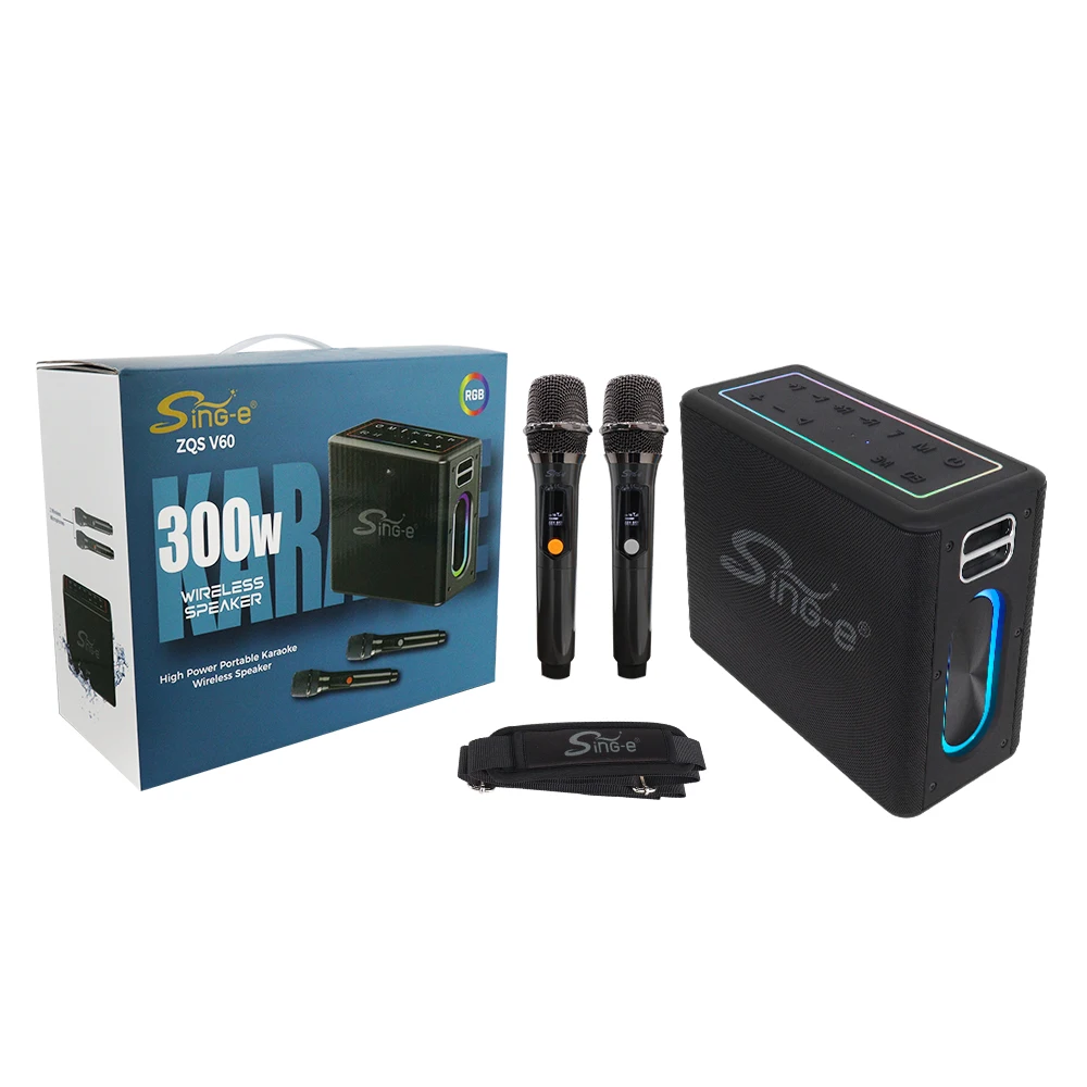 Caixa de som de alta potncia 300w, subwoofer porttil  prova d'gua,  alto-falante de dana quadrada com microfone duplo, sistema de karaok  domstico - AliExpress 44