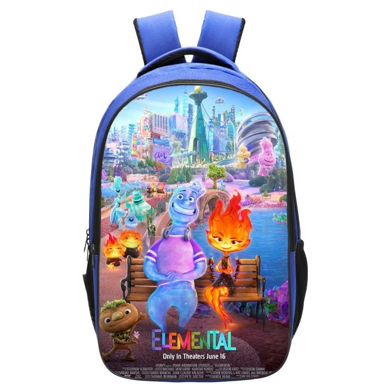 

Printed New Product Crazy Element City Elemental School Bag Movie Surrounding Backpack Blue 16 "13 Primary Students