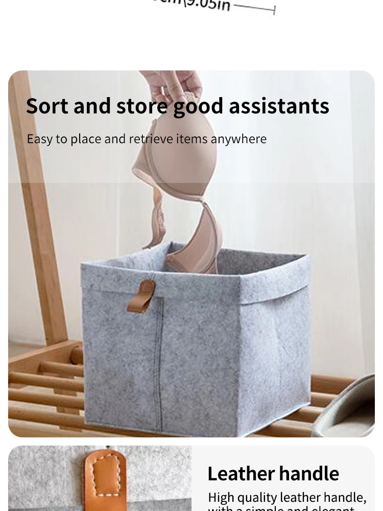 Description Picture 5 of itemVarious Clothes Felt Storage Baskets Home Bathroom Laundry Bucket Office Sundries Box Toy Storage Box Dormitory Underwear Storag