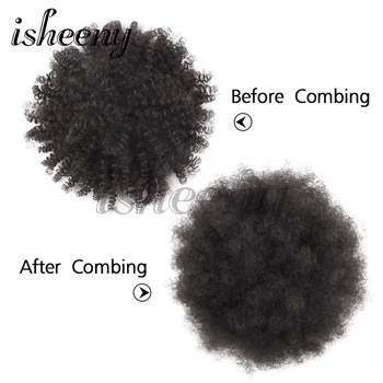 Afro Puff Kinky Curly Ponytail Human Hair Extensions Buns Chignon Accessories Drawstring Curly Ponytail Remy Human Hair 5