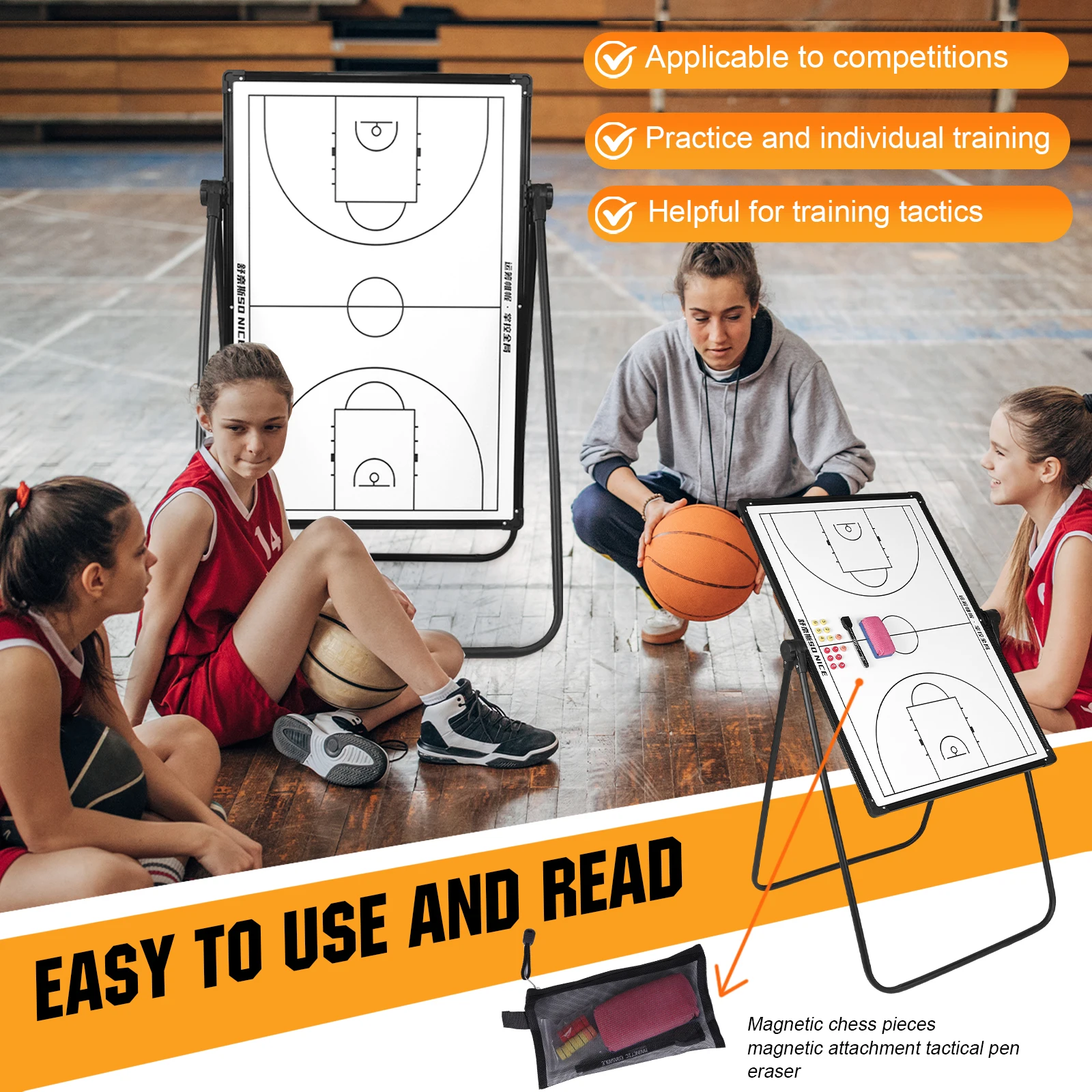 Double Sided Whiteboard Magnetic Board for Basketball Soccer Coaches