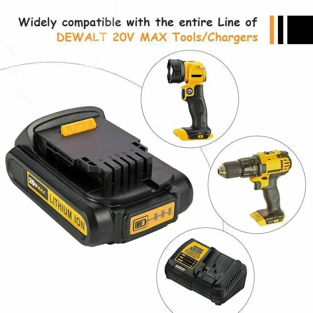DCB203 Li ion Battery 3Ah Replacement for DeWalt 18v 20Volt Max Lithium Ion Batteries DCB206 DCB205 DCB204 DCB200Power Tools 6