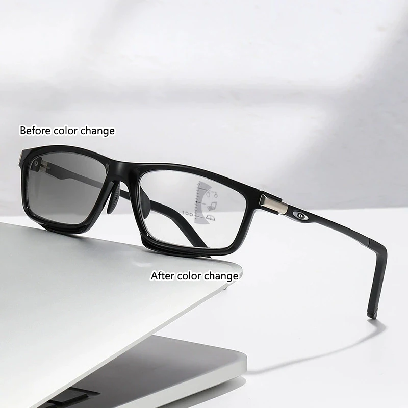 Lichtempfindliche Farbwechsel-Sport-Reise-Multifokusbrille für den Außenbereich mit langem und nahem Dual-Purpose-Lesebrille 81304