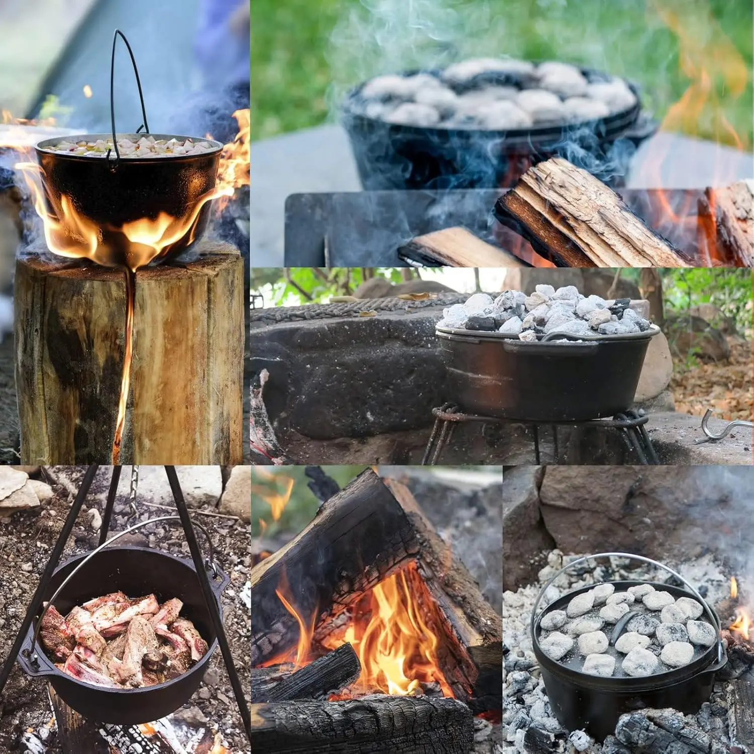 Camping Dutch Oven,12 Qt Pre-Seasoned Camping Cookware Pot with Lid-Lid Lifter, Cast Iron Dutch Oven with Metal Handle for Coo