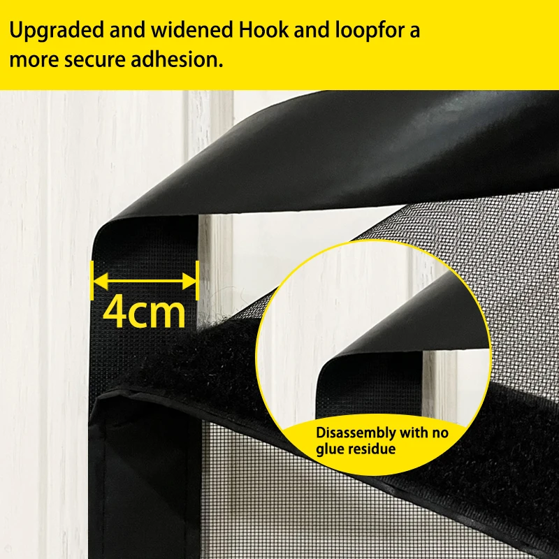 Stylish Black Magnetic Mosquito Screen Door Curtain, Durable Self-Adhesive Mesh with Secure Magnetic Closure, Ideal for Any Home