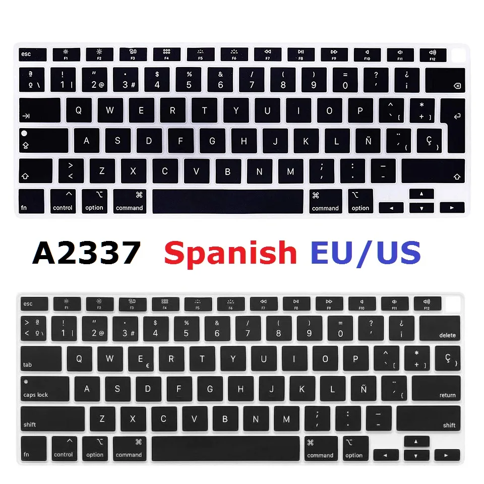Morbido Layout Spagnolo Per Macbook Air 2020 M1 A2337 Eu Us Spagnolo Cover Per Tastiera In Silicone Per Macbook Air 13 M1 A2337 Laptop Skin