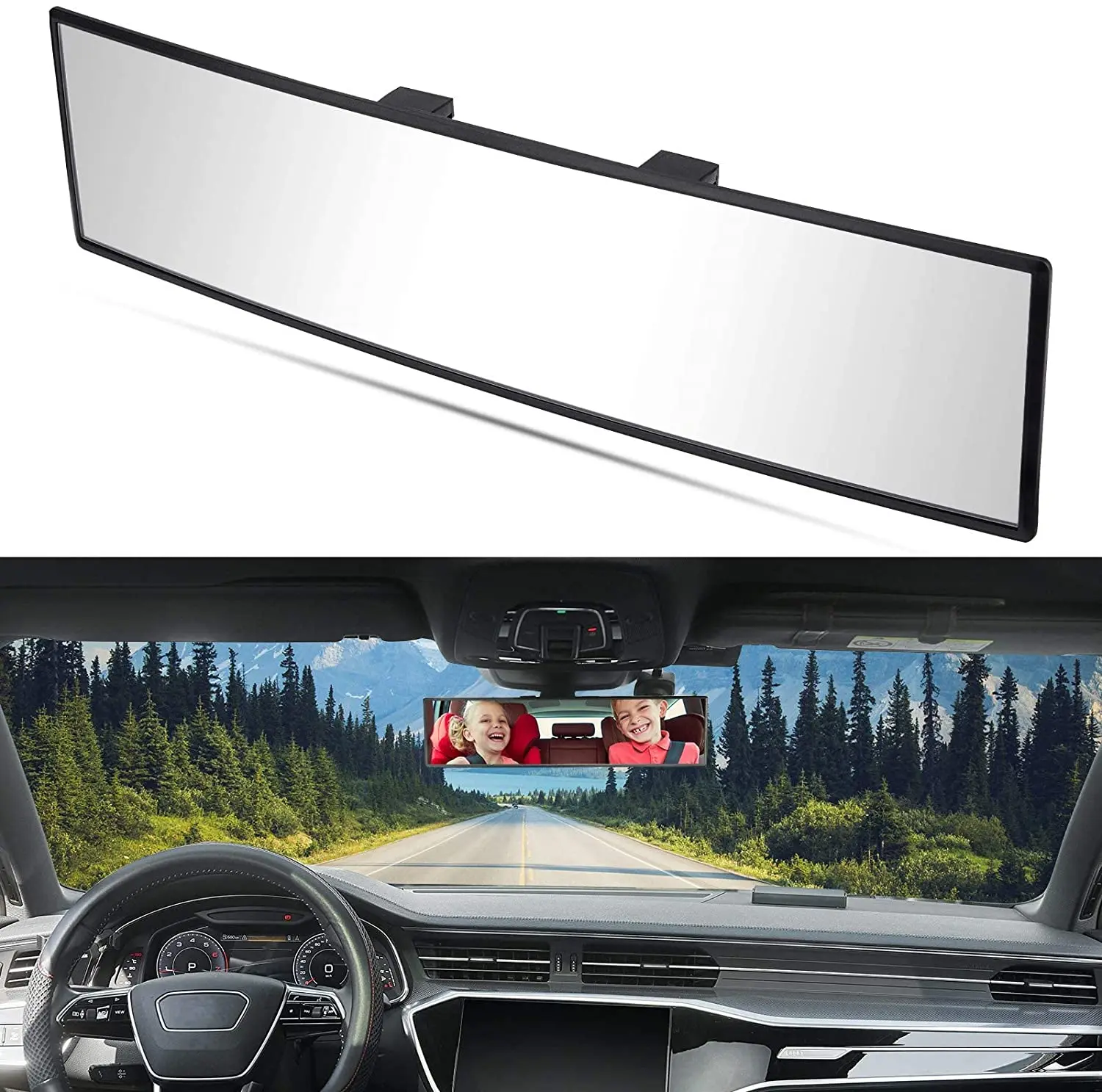 Panoramic Rear Car Mirror Interior Rearview Mirrors Universal Auto Rear View Mirror Anti-glare Surface Mirror Auto Accessories car hood Exterior Parts