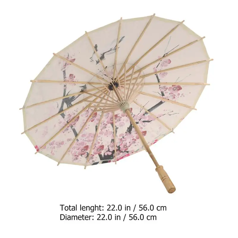1pc Vintage Chinese Style Umbrella Photography Props Oil Paper Umbrella Bamboo Dance Performance Decorative Flower 56cm