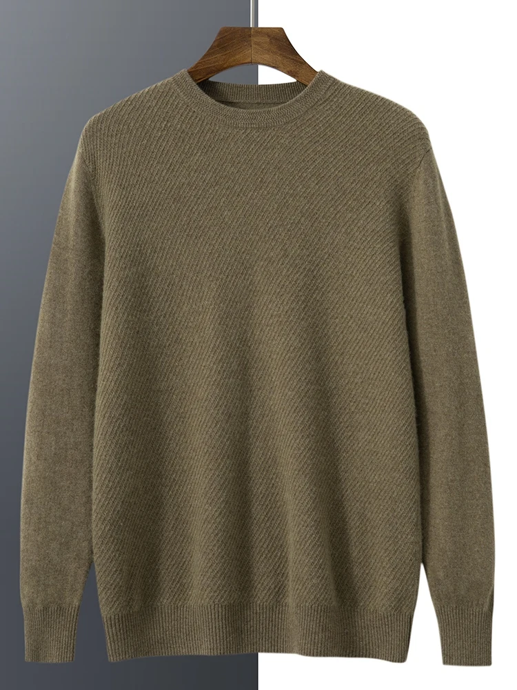 Men 100% Cashmere Knit Sweaters Warm Long Sleeve Pullovers Round Neck Male Luxury Clothing Jumper Tops Spring Fall Winter 2024 5