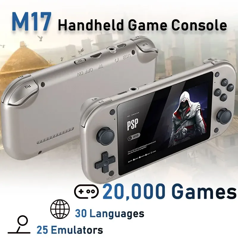 

Портативный игровой плеер M17, 20000 игр, 4,3 дюймов, портативное видео, 128 ГБ, Ретро игровой автомат для PSP/FC/Arcade