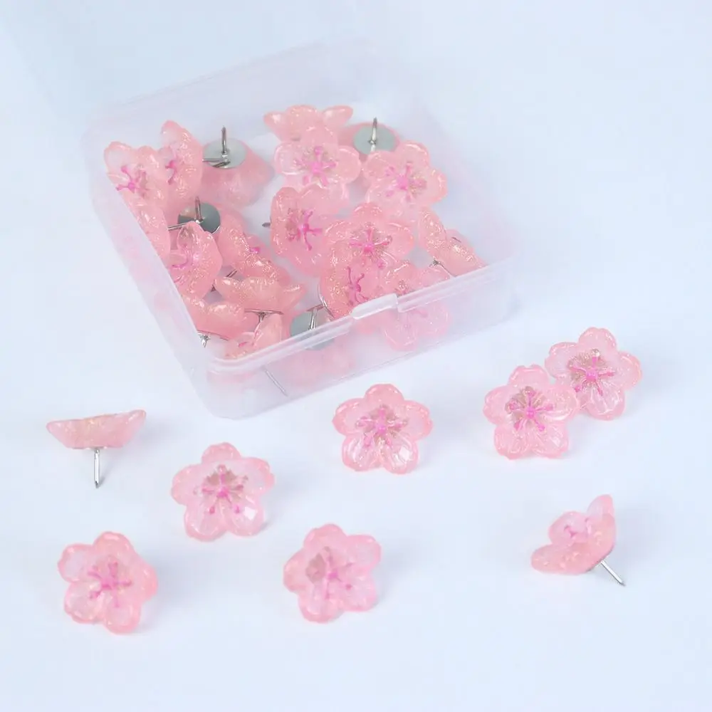 10/20/30Pcs 휴대용 크리 에이 티브 사쿠라 Pushpins DIY 3D 핑크 꽃 푸시 핀 재사용 가능한 귀여운 보드 푸시 핀 편지지
