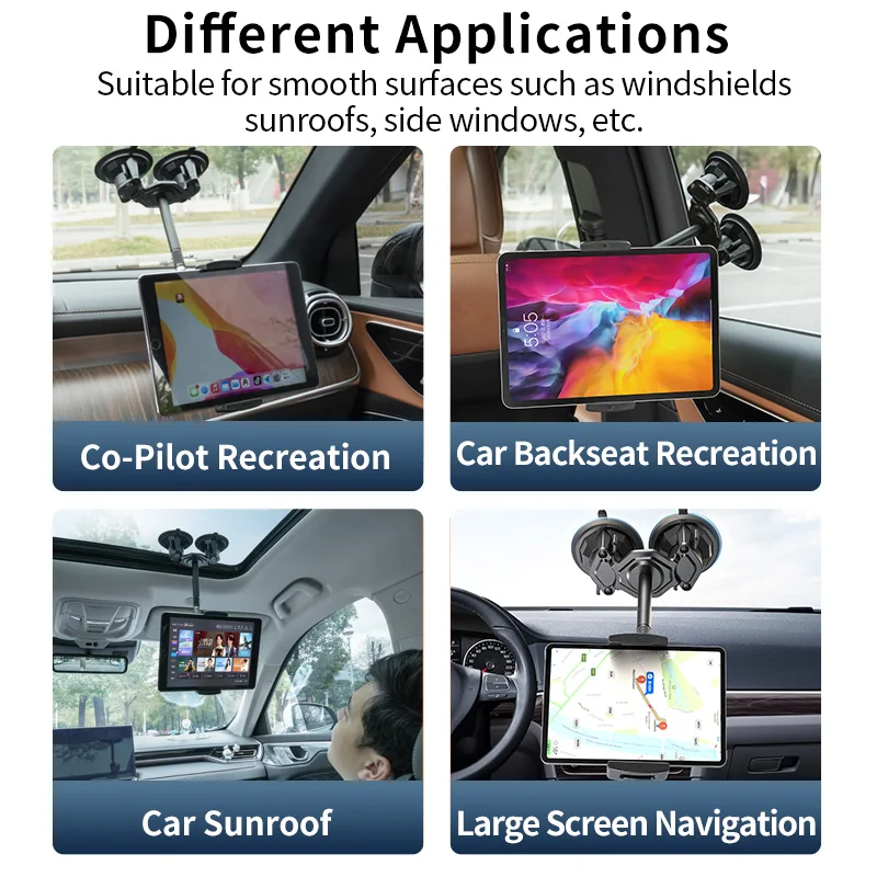 Dual Suction Cup Mount Tablet Holder pc Navegação Vídeo Assistindo Suporte para Ipad 4129 Phones - Imagem 5