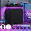 Nightstands Set of 2, Charging Station and Sliding Top, Bedside Table with Power Outlets & Drawers,  Nightstands 4