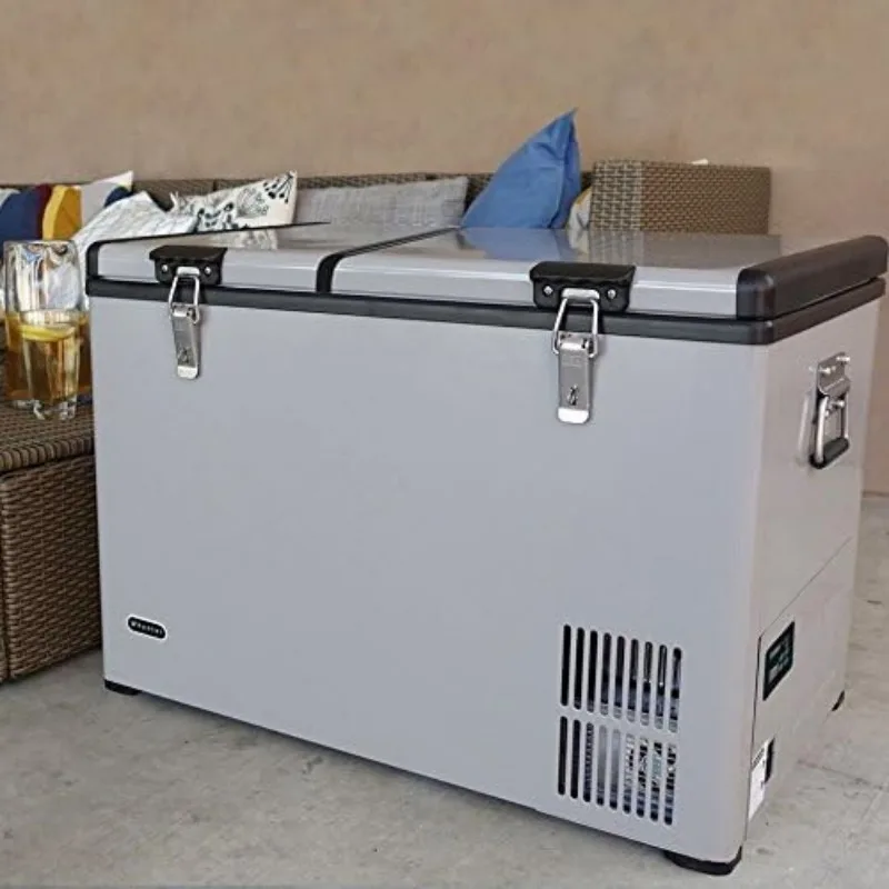 Whynter FM-901DZ 90 Quart Dual Zone Portable Fridge Optional Wheels, AC 110V/ DC 12V Real Freezer for Car, Home