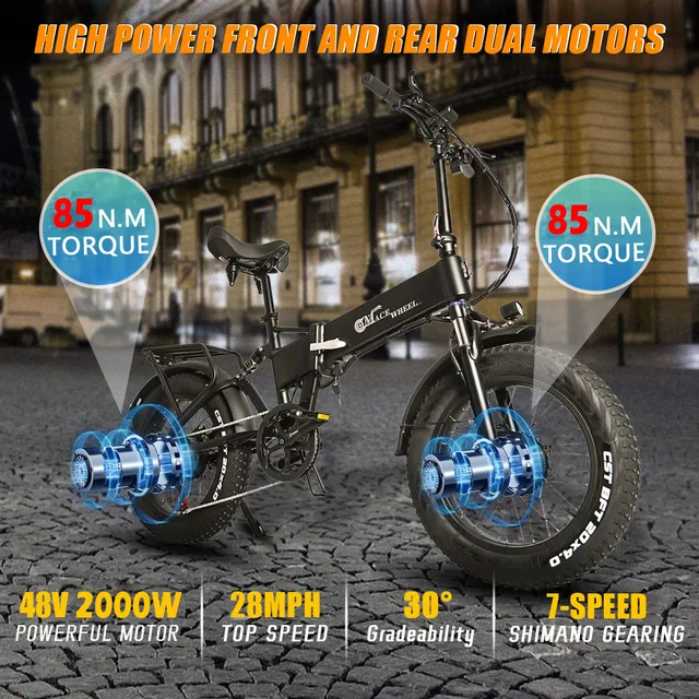 RX20Max Bicicletas Electricas, 20'' Bicicletas Electricas Plegables con Dos  Motores, Batería Extraíble 48V/17Ah 90km, Freno Hidráulico, Bicicleta  Eléctrica de Montaña Para Montaña y Aventura : : Deportes y aire  libre