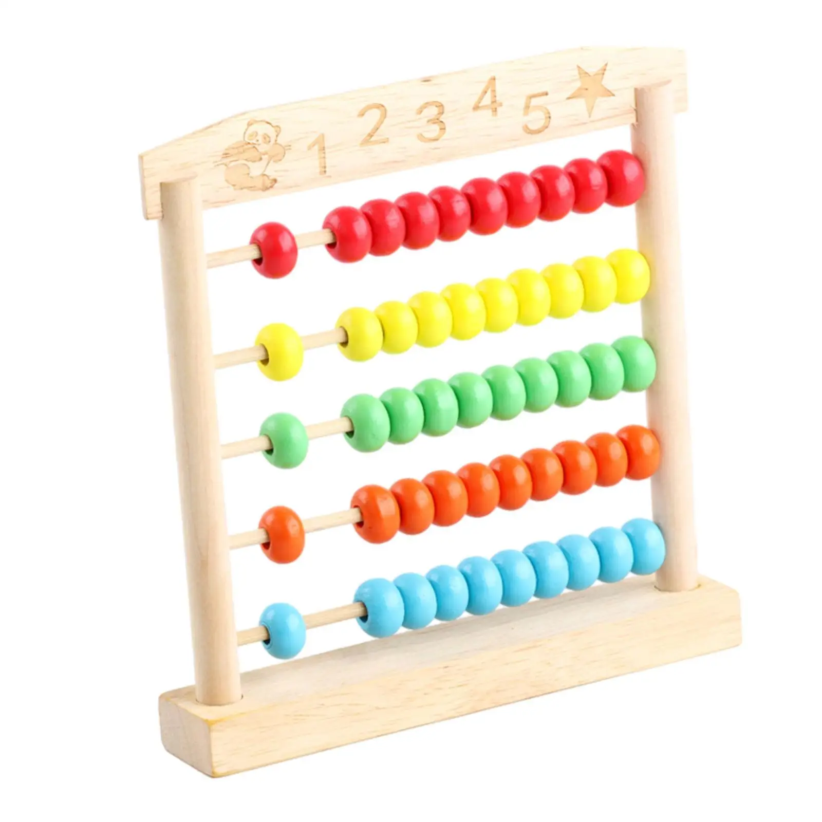 Wooden Abacus for Kids Addition and Subtraction Montessori Toy 5 Row Abacus for Kindergarten Preschool Kids Children Baby