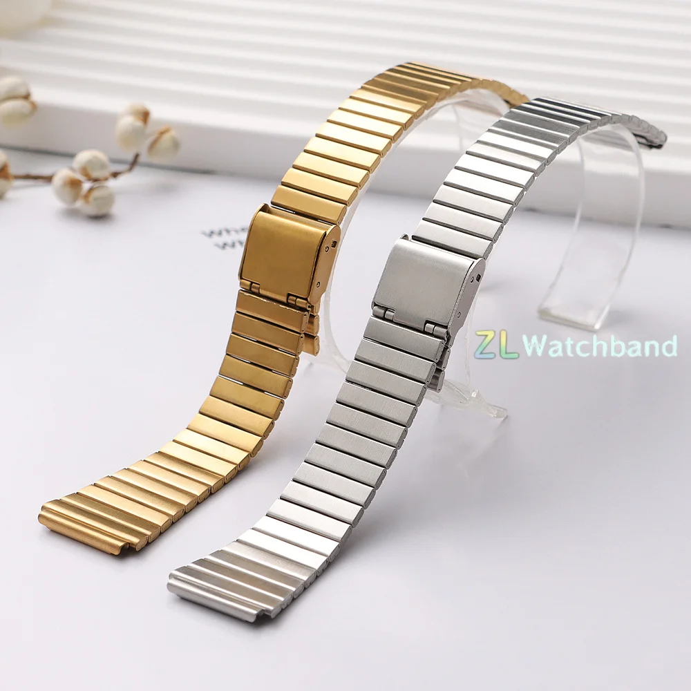 Universal Stainless Steel Watch Strap - Premium Metal Gold & Silver Replacement Wristband
