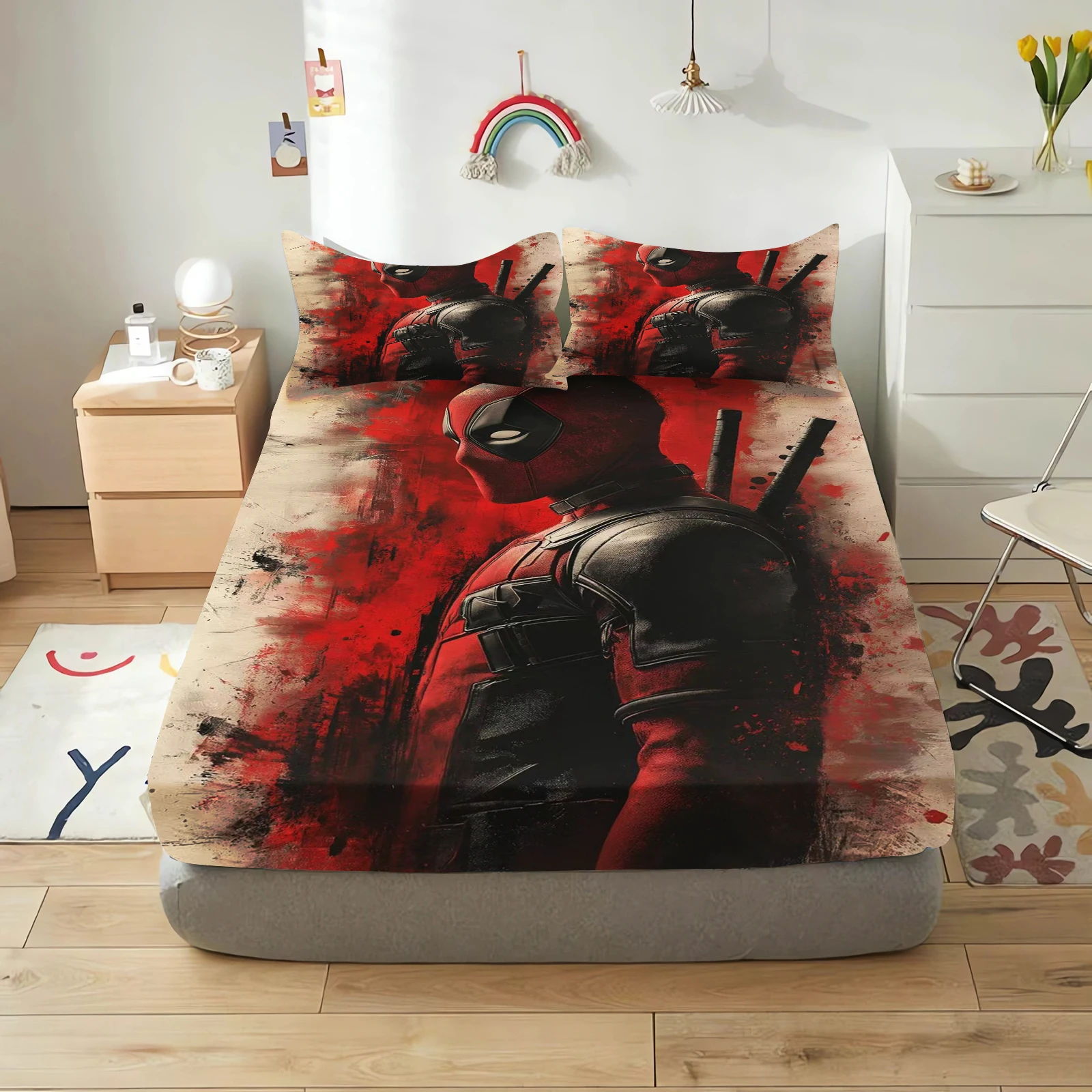 Deadpool and Wolverine Cartoon Fitted Sheets Anime Printing Children's Bedroom pillowcase Set Polyester Adult Gift Bedding S8fc7afdb391b45c1b7cdbc751819e172Q