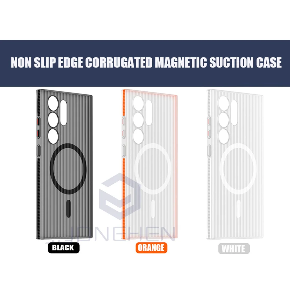 Matte Clear Corrugated Pattern Non-slip Magnetic Bumper Hard Case Cover