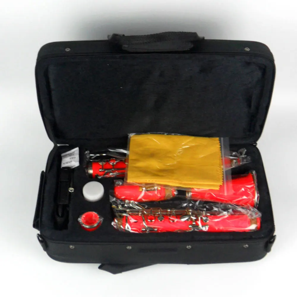 Clarinet Bb 17 Keys Beautiful Orange Color Good Sound Material Double Barrels