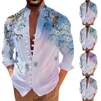 Men'S Shirt Summer Men Clothing Long Sleeve Button-Down 3d Print Shirt Man Flower Graphic Prints  Hawaiian Casual Holiday - Image 2