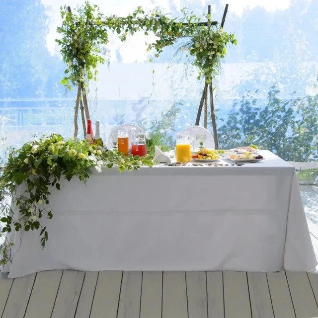 Nappe de Table en Satin de couleur unie, couverture de Table superposée pour anniversaire, mariage, Banquet, Restaurant, Festival, fourniture de fête 5