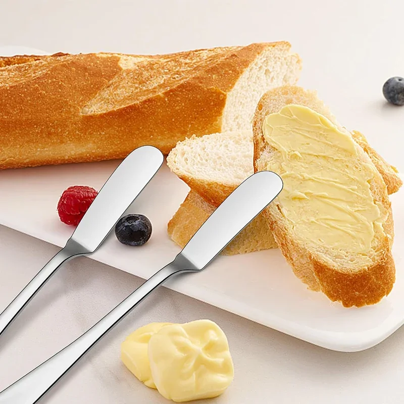 Butter Knifes Stainless Steel Cheese Cutter Knifes Long Handle Bread Jam Spreaders Cream Toast Cutlery Kitchen Gadgets 5/1Pcs butter knife,cheese knife