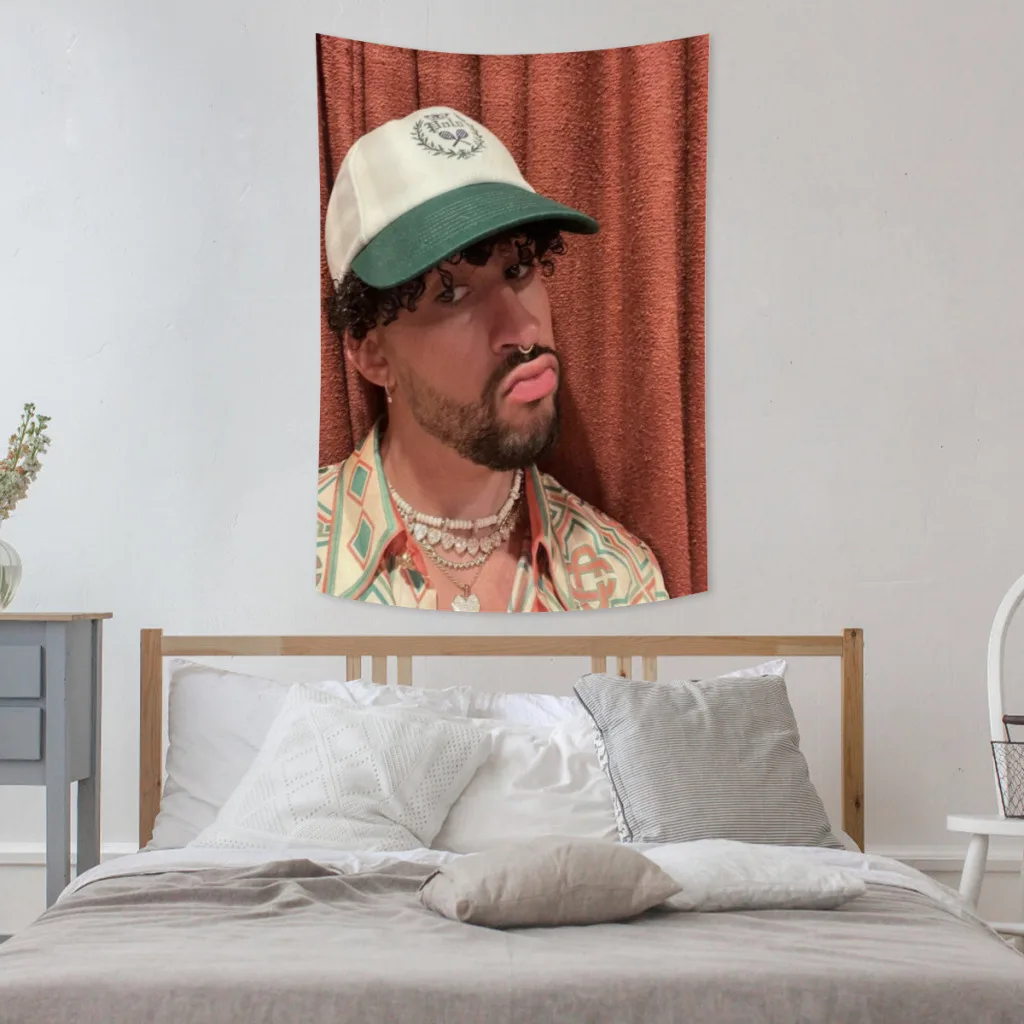 

Bad Bunny Hip Hop Singer Tapestry Y2K Wall Hanging Bedroom Décor Aesthetic Customized Design