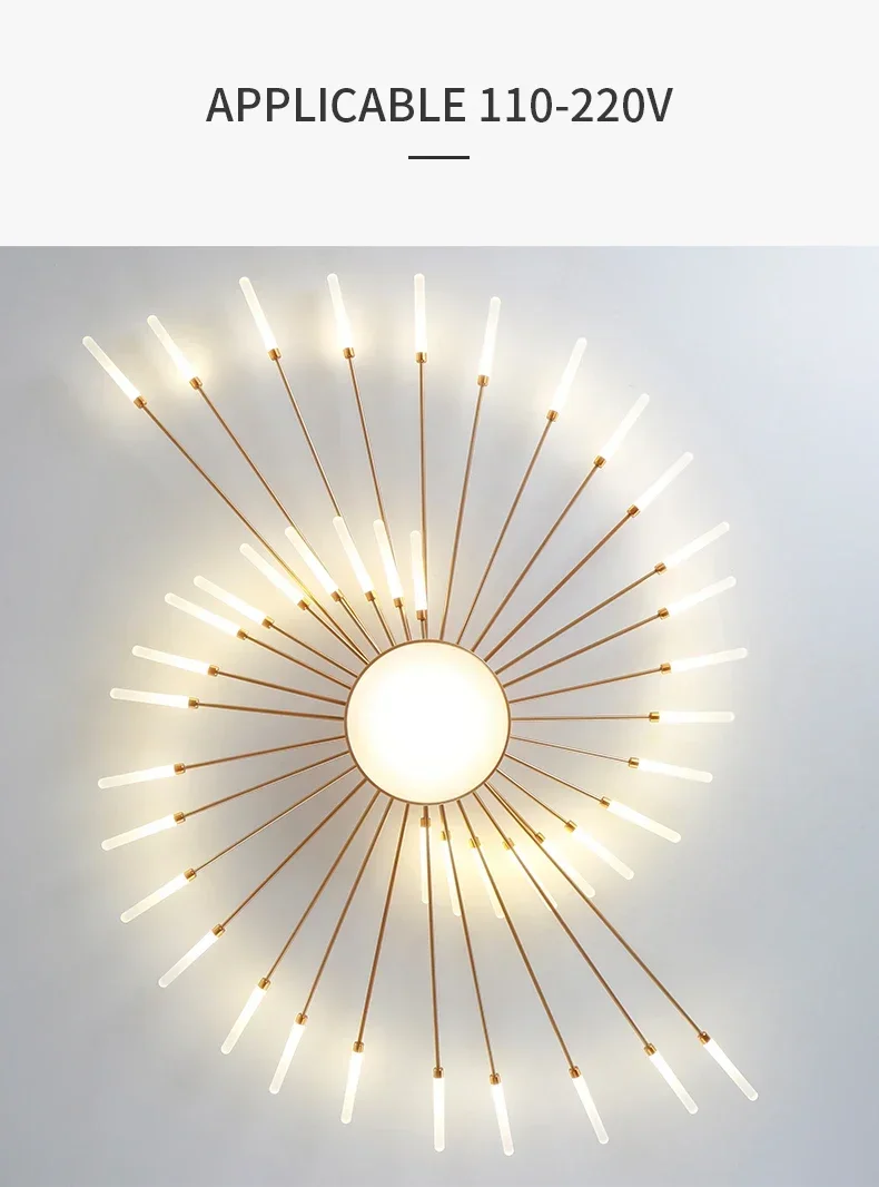 Description Picture 6 of itemModern Fireworks Led Ceiling Chandelier Lamp Indoor Lighting for Living Room Bedroom Home Decoration Kitchen Dining Table Light