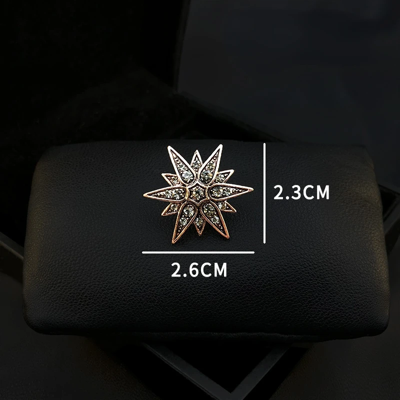 Layered Exquisite Retro Six-Pointed Star Small Brooch Men Women Suit Corsage Simple Elegant Pins Accessories Rhinestone Jewelry