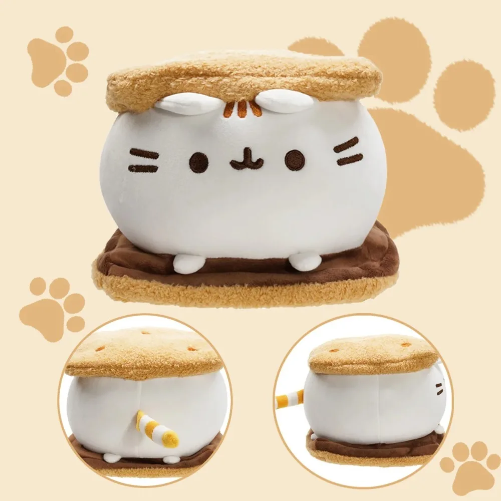Plush Toys Kawaii Chocolate Cookie Fat Cat Plushies Soft Stuffed Animal Pillow Accompany Sleep Toy Home Decoration Toys Kids Birthday Gifts