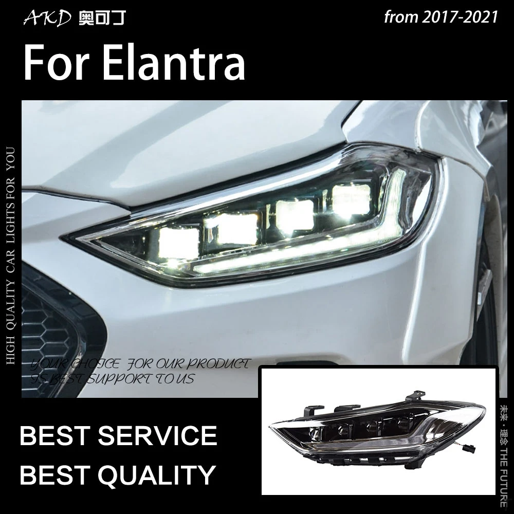 현대 엘란트라용 AKD LED 헤드라이트, 2016-2020 엘란트라 프론트 램프, Drl LED 프로젝터 렌즈 업그레이드, 자동차 액세서리