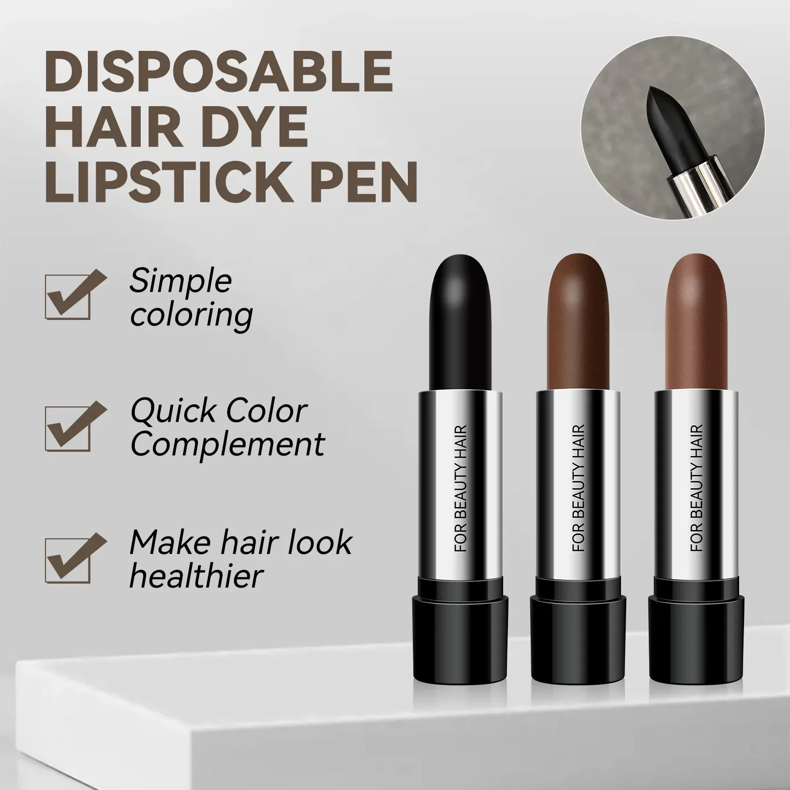 Hair Dye Stick Black Brown One-time Temporary Hair Dyeing Cover Grey White Fill In Hairs Coloring Styling Makeup Tools