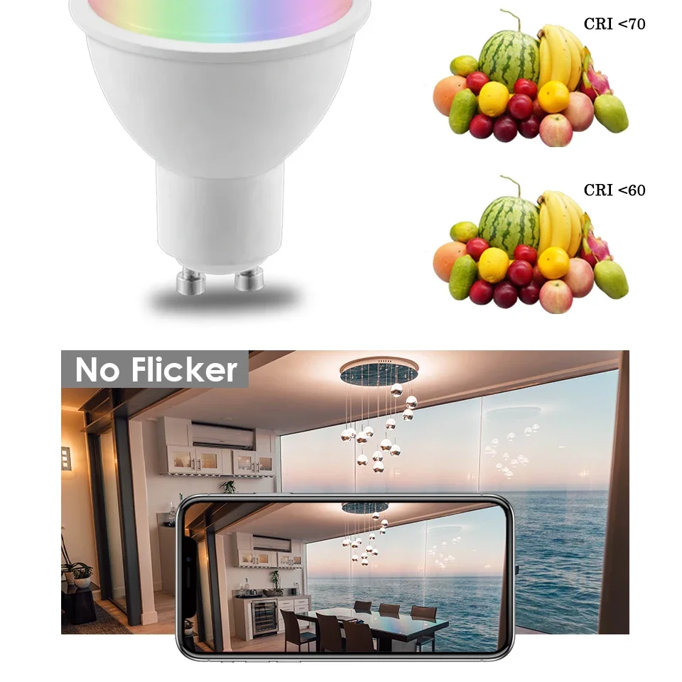 1-10PCS GU10 LED Rgb Smart Light Bulb Dimmable Gu10 6W S8fc827fb4bca46beb73078c68ea85aa81