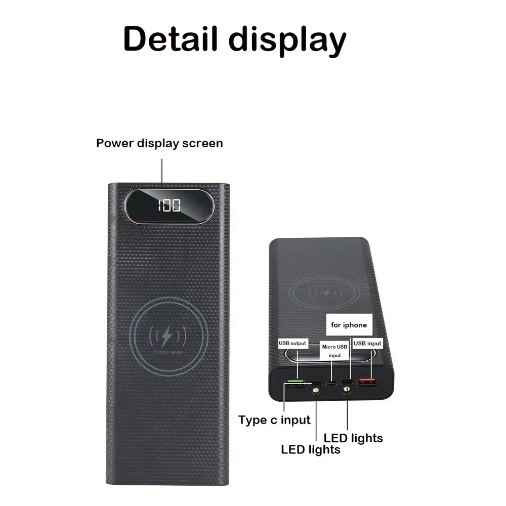 21700 Flashlight Battery Charger Box Power Bank Holder DIY Shell Case Dual USB 8x21700 Battery Storage