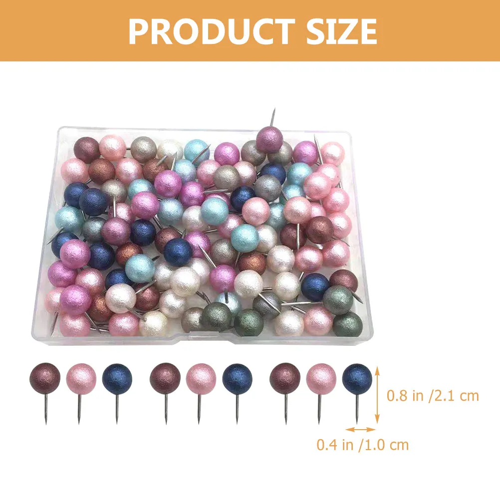 100Pcs 공 모양의 헤드 엄지 못핀 밝은 색상의 장 푸시핀 지도 표시용 사무실 지리 공예 코르크 보드 포스터