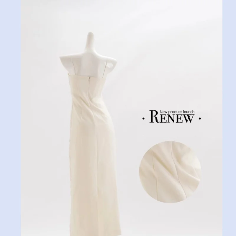 

2024 Celebrity Same Style Heavyweight Customized Bead Elegant and Elegant Style Hanging Strap Long Dress for Women