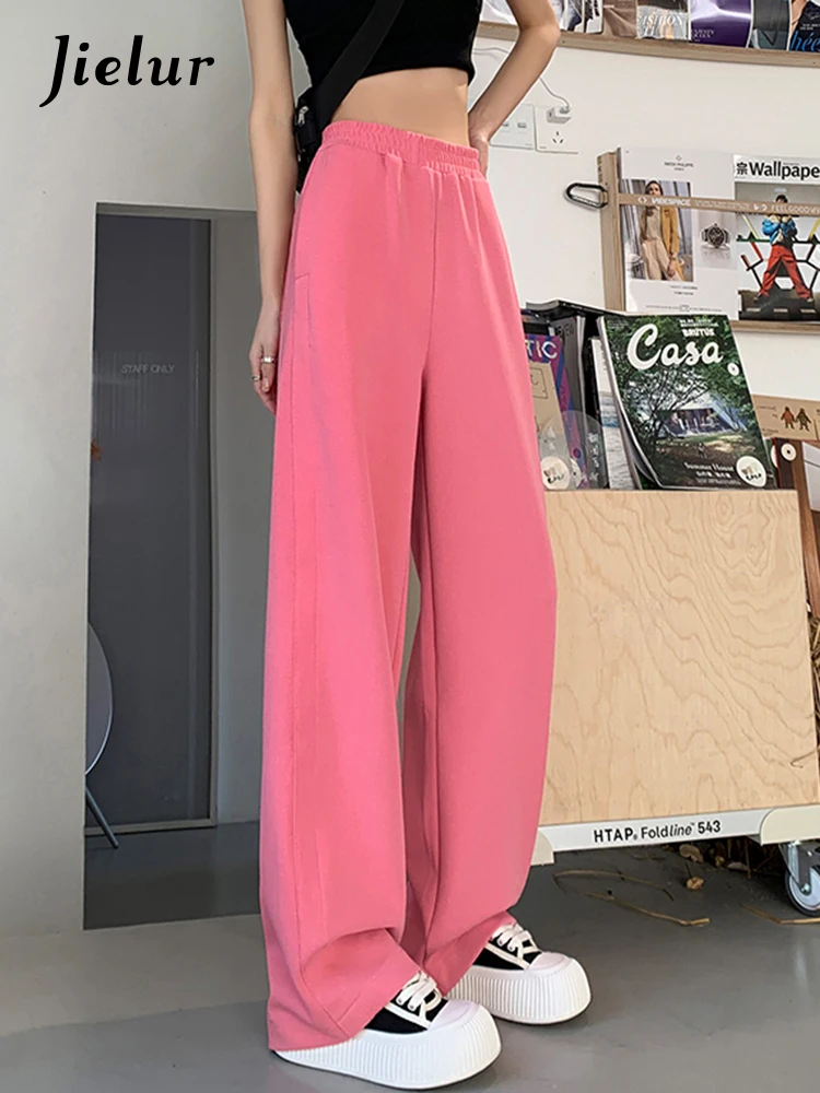 Jielur Pure Color Sport Loose Female Wide Leg Pants Winter Casual American Style Slim Chic Fashion Ins Women's Pants Streetwear