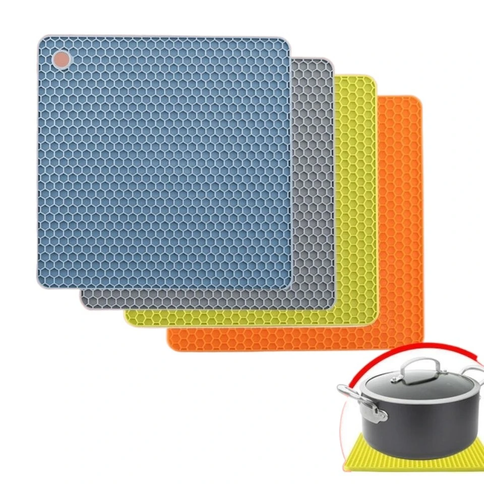 Silicone Table Mat Heat Resistant Round Honeycomb Trivet Table Pad Non-slip  Potholder Multipurpose Hot Pads Spoon Rest Flexible Coasters For(4pc -z