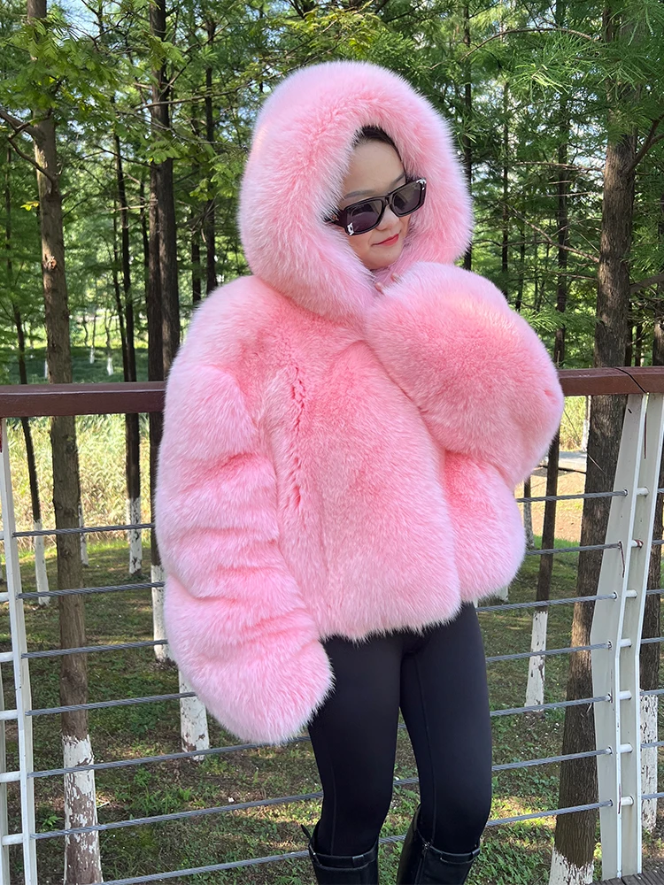 2023 Fur Lover Luxury Real Fox Fur Jacket Full Skin Fox Fur Coat