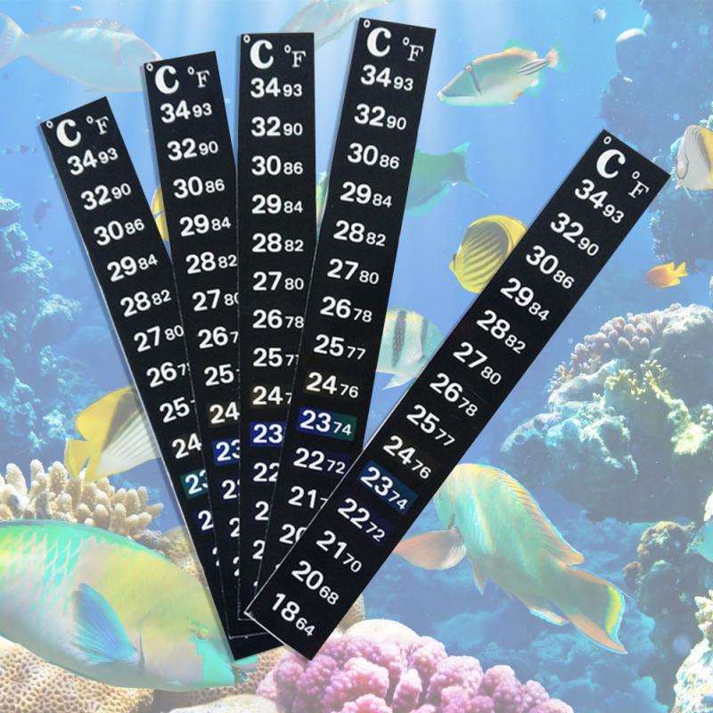 10/5/3/1PCS Aquarium Fish Tank Strip Stick-on Discolor Thermometer Sticker Adhesive Sticky Dual Scale Sticker Temperature Tools