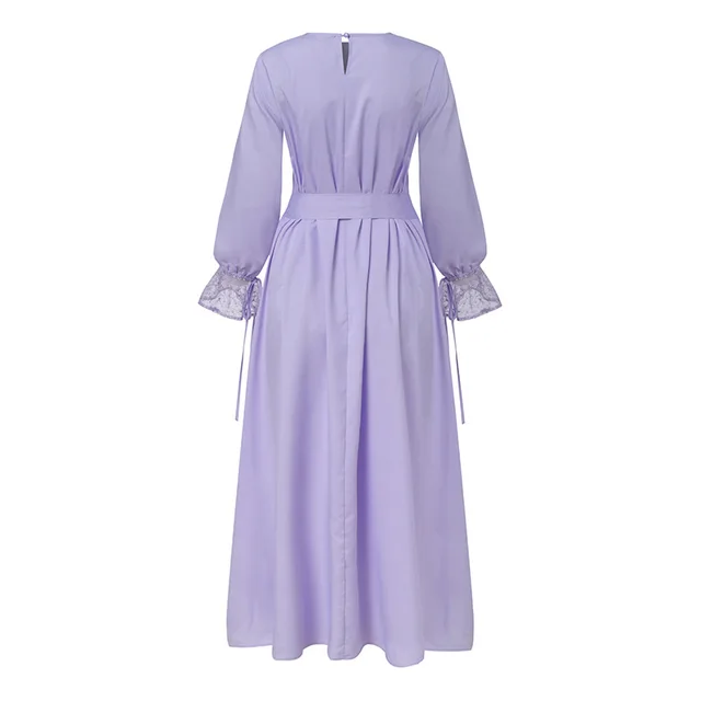 110541-4a26ad.jpg Abaya-Robe Hijab à Manches sulfpour Femme, Tenue Maxi Décontractée, Style Musulman, Vintage, Couleur Unie, Dubaï, Turquie, Automne