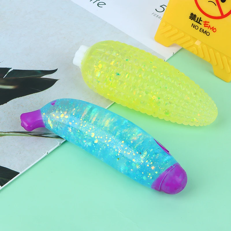 

New Banana Bead Stress Ball Toy Squee Anti Stress Soft Fruit Shape Sensory Adult Decompression Kid Fidgeting Rebound Squeeze Toy
